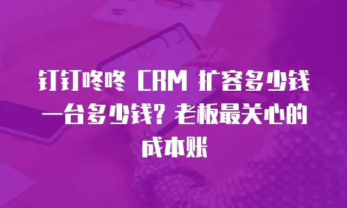 钉钉咚咚 CRM 扩容多少钱一台多少钱？老板最关心的成本账