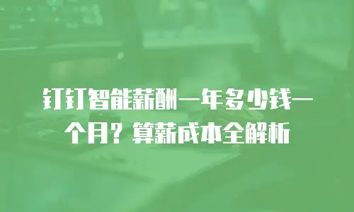 钉钉智能薪酬一年多少钱一个月？算薪成本全解析