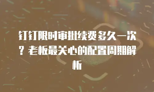 钉钉限时审批续费多久一次？老板最关心的配置周期解析