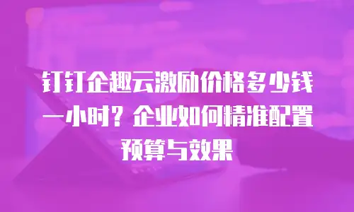 钉钉企趣云激励价格多少钱一小时？企业如何精准配置预算与效果