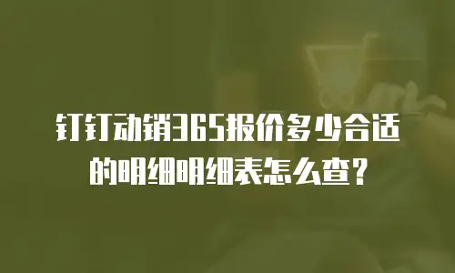 钉钉动销365报价多少合适的明细明细表怎么查？