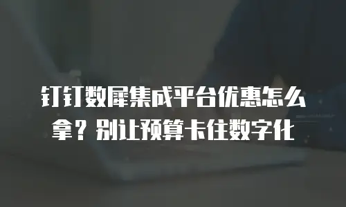 钉钉数犀集成平台优惠怎么拿？别让预算卡住数字化