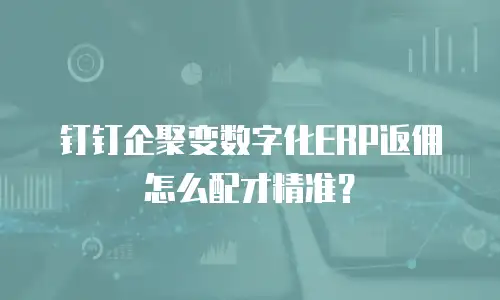 钉钉企聚变数字化ERP返佣怎么配才精准？