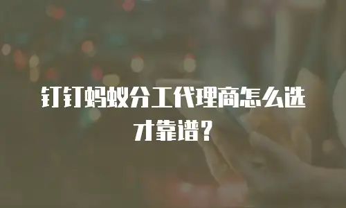 钉钉蚂蚁分工代理商怎么选才靠谱？