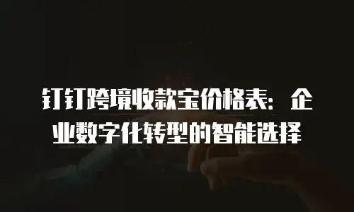 钉钉跨境收款宝价格表：企业数字化转型的智能选择