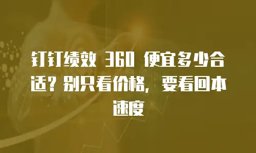 钉钉绩效 360 便宜多少合适？别只看价格，要看回本速度