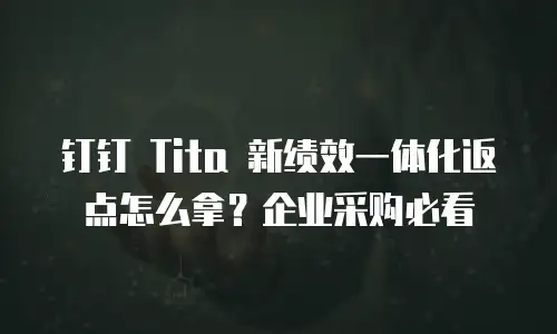 钉钉 Tita 新绩效一体化返点怎么拿？企业采购必看