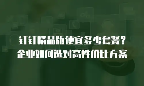 钉钉精品版便宜多少套餐？企业如何选对高性价比方案