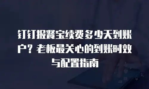 钉钉报餐宝续费多少天到账户？老板最关心的到账时效与配置指南