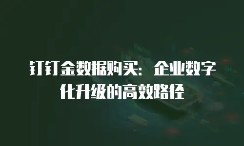 钉钉金数据购买：企业数字化升级的高效路径