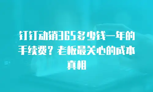 钉钉动销365多少钱一年的手续费？老板最关心的成本真相
