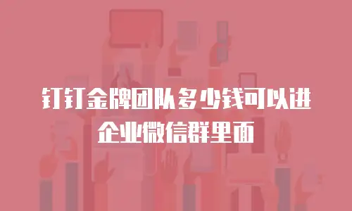 钉钉金牌团队多少钱可以进企业微信群里面
