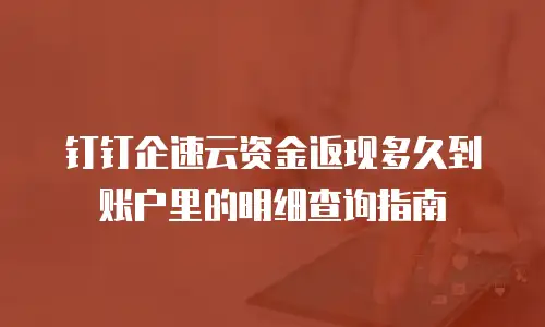 钉钉企速云资金返现多久到账户里的明细查询指南