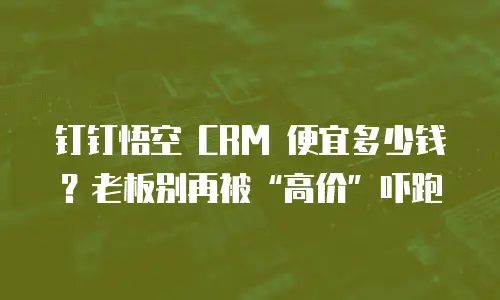 钉钉悟空 CRM 便宜多少钱？老板别再被“高价”吓跑
