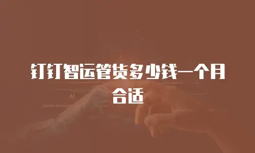 钉钉智运管货多少钱一个月合适
