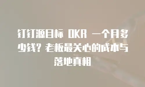 钉钉源目标 OKR 一个月多少钱？老板最关心的成本与落地真相