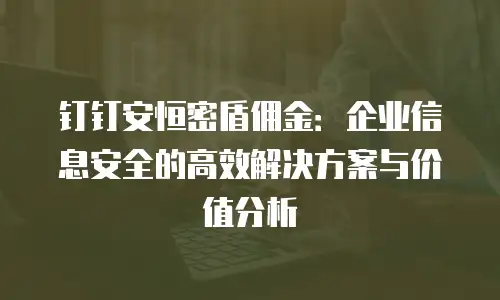 钉钉安恒密盾佣金：企业信息安全的高效解决方案与价值分析