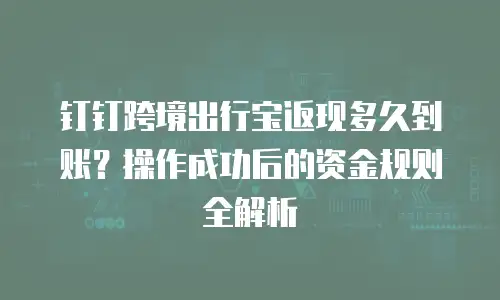 钉钉跨境出行宝返现多久到账？操作成功后的资金规则全解析