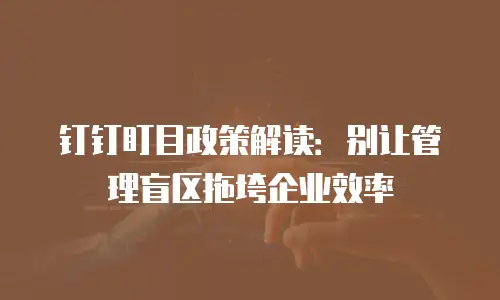 钉钉盯目政策解读：别让管理盲区拖垮企业效率