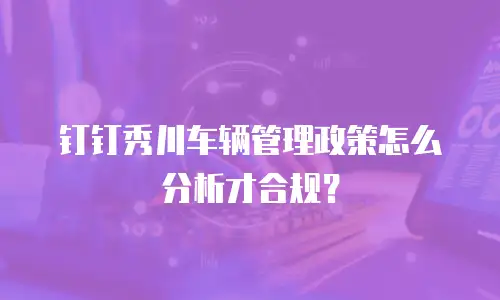 钉钉秀川车辆管理政策怎么分析才合规？