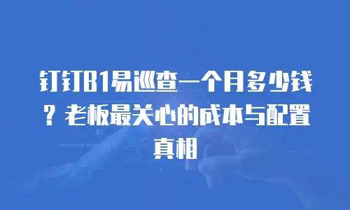 钉钉B1易巡查一个月多少钱？老板最关心的成本与配置真相