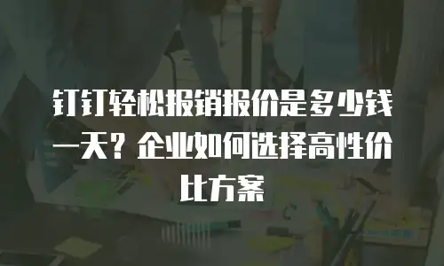 钉钉轻松报销报价是多少钱一天？企业如何选择高性价比方案
