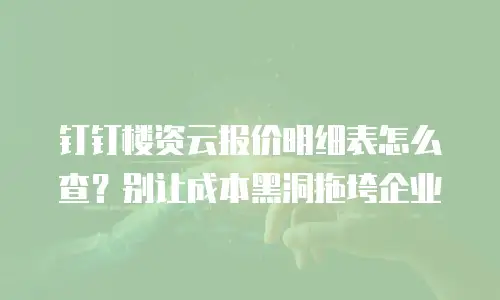钉钉楼资云报价明细表怎么查？别让成本黑洞拖垮企业