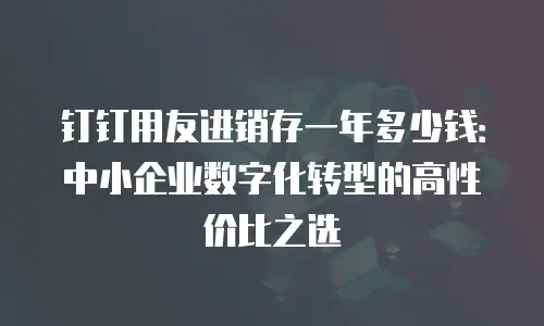 钉钉用友进销存一年多少钱：中小企业数字化转型的高性价比之选