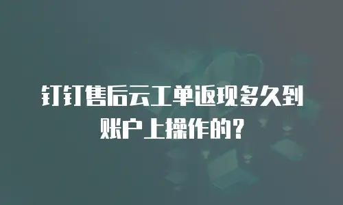 钉钉售后云工单返现多久到账户上操作的？