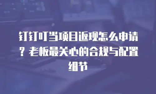 钉钉叮当项目返现怎么申请？老板最关心的合规与配置细节