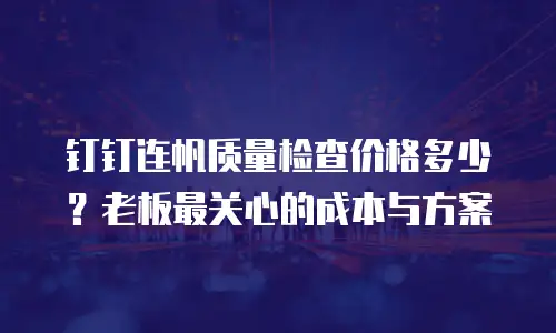钉钉连帆质量检查价格多少？老板最关心的成本与方案
