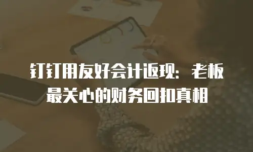 钉钉用友好会计返现：老板最关心的财务回扣真相