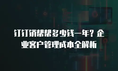 钉钉销帮帮多少钱一年？企业客户管理成本全解析