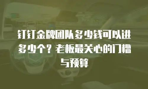 钉钉金牌团队多少钱可以进多少个？老板最关心的门槛与预算