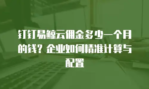 钉钉易鲸云佣金多少一个月的钱？企业如何精准计算与配置