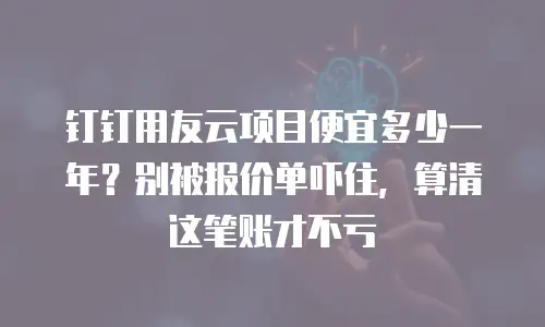 钉钉用友云项目便宜多少一年？别被报价单吓住，算清这笔账才不亏