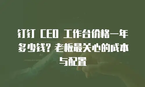 钉钉 CEO 工作台价格一年多少钱？老板最关心的成本与配置