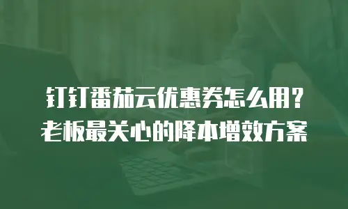 钉钉番茄云优惠券怎么用？老板最关心的降本增效方案