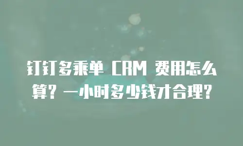钉钉多乘单 CRM 费用怎么算？一小时多少钱才合理？