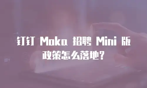 钉钉 Moka 招聘 Mini 版政策怎么落地？