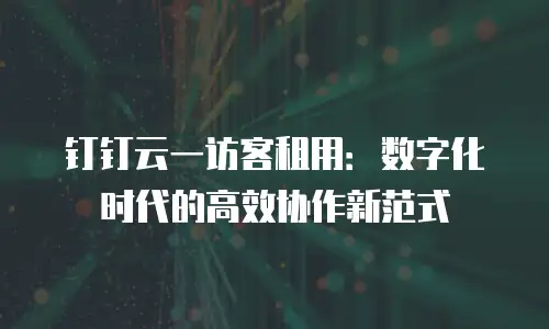 钉钉云一访客租用：数字化时代的高效协作新范式