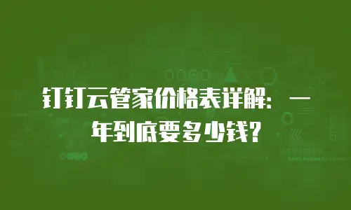 钉钉云管家价格表详解：一年到底要多少钱？