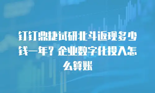 钉钉鼎捷试研北斗返现多少钱一年？企业数字化投入怎么算账