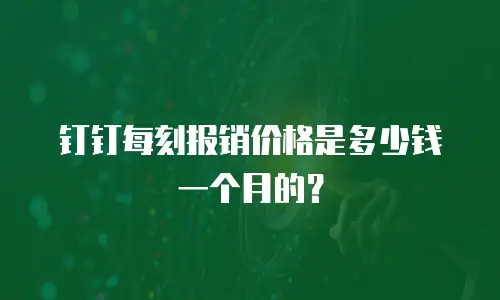 钉钉每刻报销价格是多少钱一个月的？