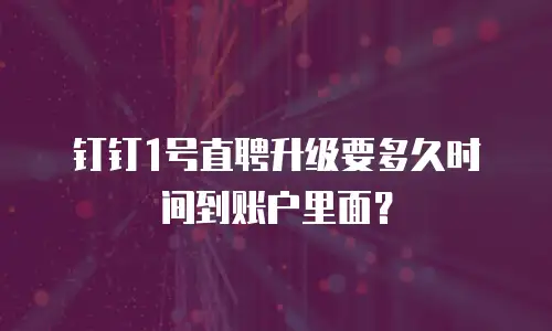 钉钉1号直聘升级要多久时间到账户里面？