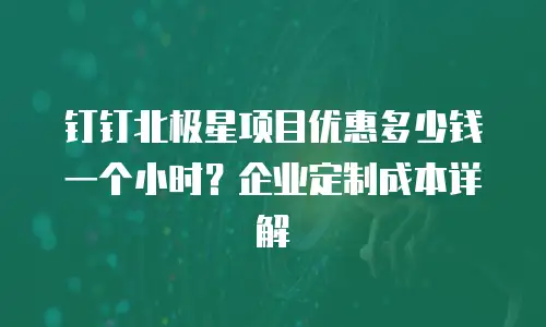 钉钉北极星项目优惠多少钱一个小时？企业定制成本详解