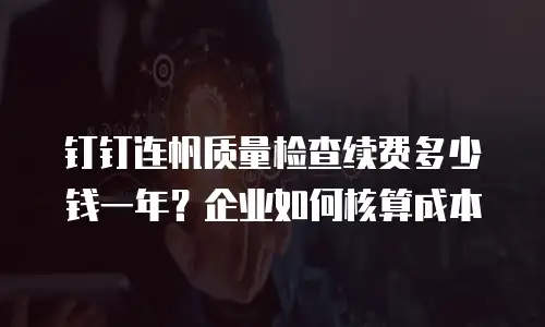 钉钉连帆质量检查续费多少钱一年？企业如何核算成本