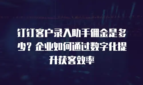 钉钉客户录入助手佣金是多少？企业如何通过数字化提升获客效率