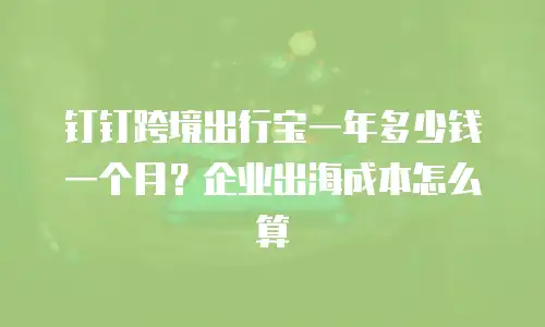 钉钉跨境出行宝一年多少钱一个月？企业出海成本怎么算