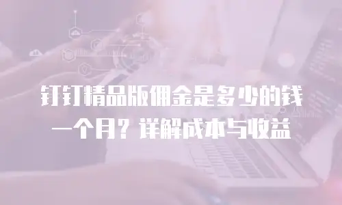 钉钉精品版佣金是多少的钱一个月？详解成本与收益
